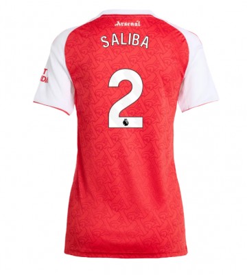 Arsenal William Saliba #2 Primera Equipación Mujer 2025-26 Manga Corta